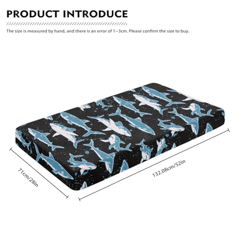 Image of Blue Sharks Fitted Crib Sheet Marine Sharks Baby Crib Sheet Fit Standard Crib and Toddler Mattress,Crib Mattress Sheets for Boys Girls 28 inchx52 inch