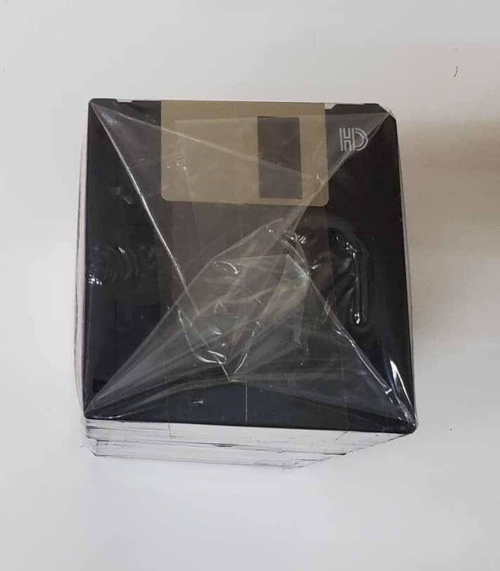Top view of a pack of 50 Generic 1.44 MB High-Density Floppy Disks, sealed in plastic.