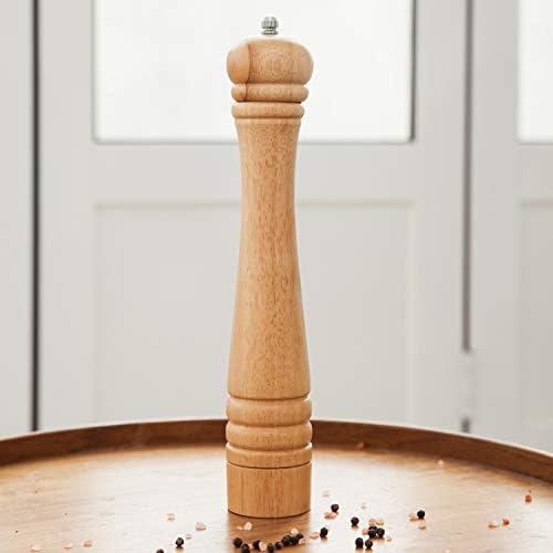 DeroTeno Pepper Mill, Pepper Grinder with Adjustable Ceramic Grinder, Rubber Wood, Height 30 cm