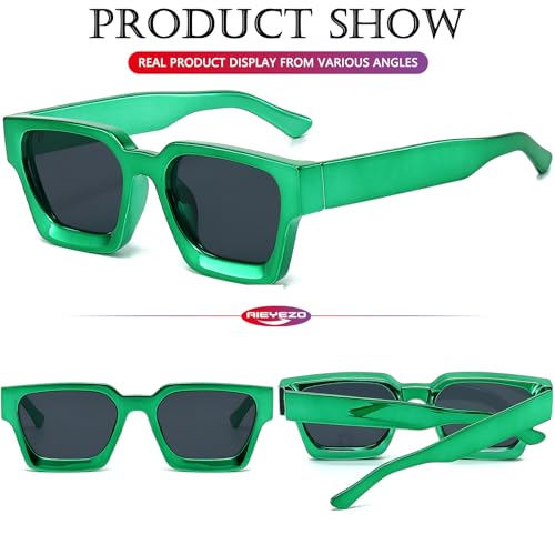 Image of AIEYEZO Square Sunglasses for Women Men Square Thick Frame Sun Glasses Simple Designer Style Shades