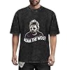 Adam The Woo Summer Casual Tee Short Sleeve Crew Neck Cotton Tops Unisex Washed Vintage T-Shirt Black L #5