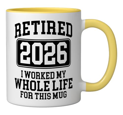 Taza de cerámica humor retiro 11 oz, amarillo/blanco miniatura 2