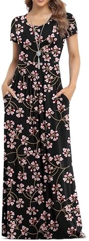 VIISHOW Women's Short Sleeve Loose Plain Maxi Dresses Casual Long...