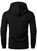 HOOD CREW Men’s Long Sleeve Pullover Hooded Jacquard Sweatshirt Plaid Hoodie with Pocket Black #3