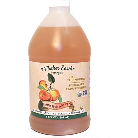 Mother Earth, Organic Apple Cider Vinegar with The Mother, Half Gallon, Fresh Pressed Organic Apples, OACV, ACV, Raw, Unpasteurized, Unfiltered (1/64oz Bottle) Cover