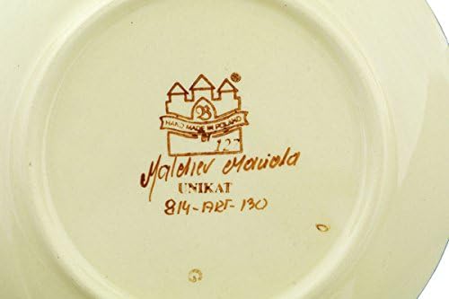 Polmedia Polish Pottery Set of 6 Dessert Plates UNIKAT - Midnight Splendor Pattern Handmade in Boleslawiec Poland + Certificate of Authenticity