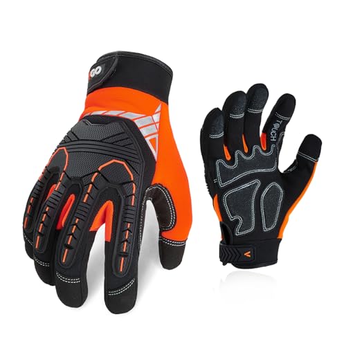 Vgo... Guante de Trabajo Resistentes Touchscreen Guantes Protección Antivibración para Obra Portero Montaje Mecánicos, 1 par