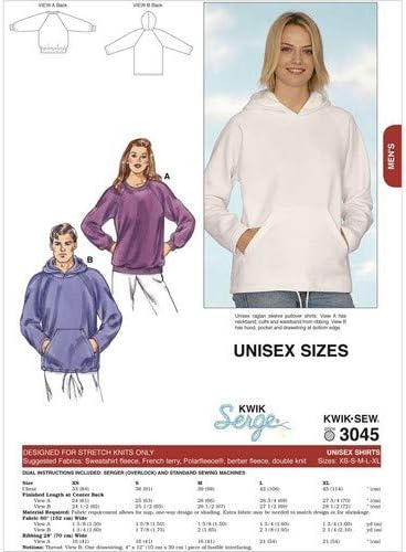 Kwik Sew K3045 Shirts Sewing Pattern, Size XS-S-M-L-XL