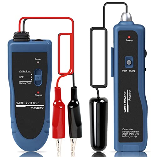 KOLSOL Underground Wire Locator, Cable Tester F02 Pro for Locate Wires, Locate Control Wires Cables Pet Fence Wires, up to 3 Feet Deep 2000 Feet Length, Equiped with Rechargeable 1100mAh Battery