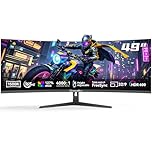 CronusPro 49 Inch Ultra Wide Curved Gaming Monitor, DQHD(5120×1440) 165Hz, 1ms MPRT, Tilt/Swivel/Height Adjustable, 32:9, 4000:1, 127% sRGB, 1500R, FreeSync, HDR400, HDMI DisplayPort, VESA Mount Black
