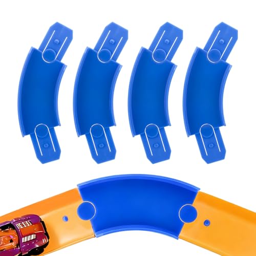 Sinbana 4pcs Construction de Piste pour Hot Wheels, Connecteur de Rail Courbe à 45 Degrés Assemblage Circuit pour Voiture Jouet Compatible avec Hot Wheels...