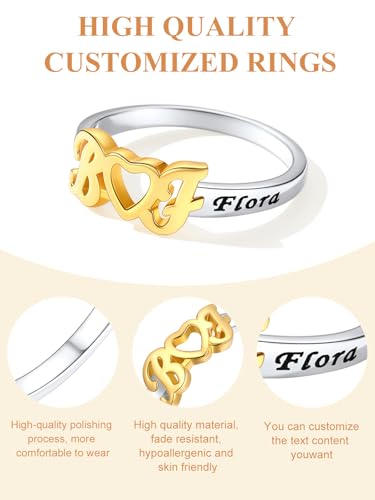 Custom4U Initial Ring for Her Infinity Promise Rings with Names Customized Brass/S925 Sterling Silver Engagement Rings for Women with 5A+ Cubic Zircons 5-12 Ring Gift for Anniversary Wedding Birthday 5