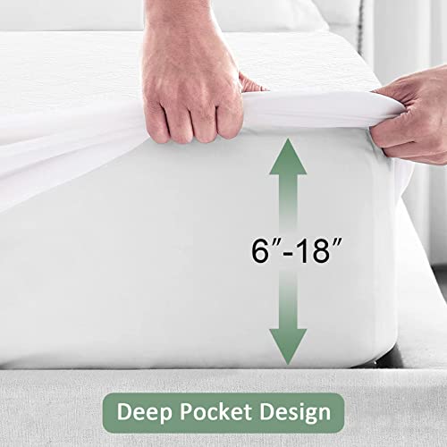 Sufdari Waterproof Mattress Protector,Queen Quilted Fitted Waterproof Mattress Cover,Breathable & Noiseless Mattress Pad, Ultra Soft Bed Cover Waterproof Fitted Sheet Fits Up To 8-18" Deep Pocket #TOP5