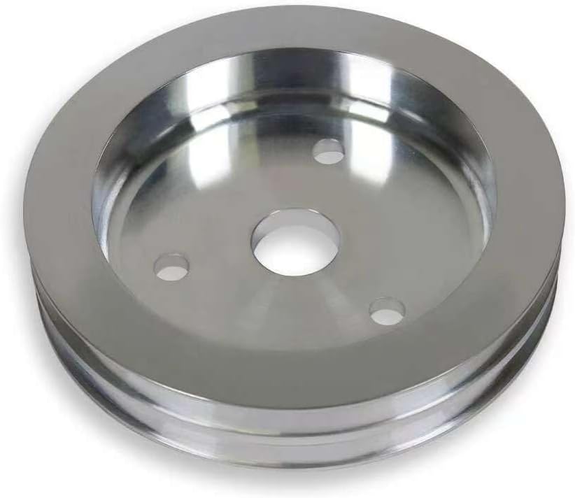 Chrome Aluminum Upper Water Pump (2 Groove) & Crankshaft (2 Groove) Pulley Kit Compatible with SBC Chevy SBC 283 305 327 350 for Short Water Pump SWP Crank