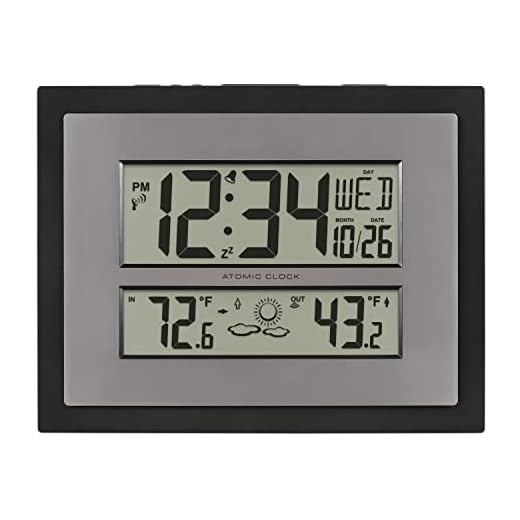 La Crosse Technology 512-85937-INT Atomic Digital Wall Clock with Temperature & Forecast in Gray/Silver