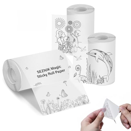 Seznik Magic Paper Translucent Self-Adhesive Thermal Paper Rolls | Continuous 57mm Width, 2-inch | Compatible with Most Mini Printers (Pack of 3 Rolls)