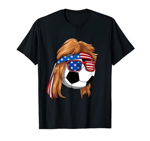 Soccer Mullet American Flag Merica T-Shirt