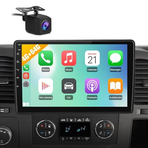 ã€4GB+64GBã€‘ Car Radio Stereo Android 13 for Chevy Silverado 2007-2013 Tahoe GMC Sierra Yukon with Wireless CarPlay Android Auto