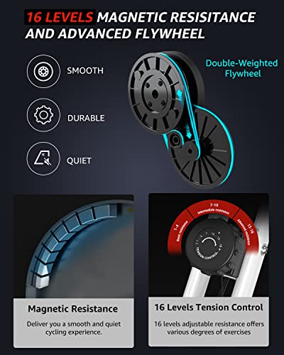 Barwing Stationary Exercise Bike For Home Workout | 4 In 1 Foldable Indoor Cycling Spin Bike For Seniors | 300 Lb Capacity More Magnetic Resistance Seat Backrest Adjustments - White #TOP6