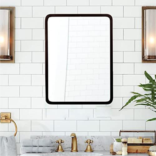Image of Quality Glass Wall Mirror Rectangular Mirror with Metal Frame Mirror for Bathroom, Living Room, Vanity Decorative Wall Mirror Wall Mounted (18X24 Inches) - Black