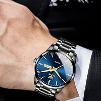 OLEVS Herrenuhren Skelettuhr Quarz Rennwagenrad Edelstahl Casual Sports Wasserdicht Leuchtend Herrenarmbanduhren – Ansicht 4