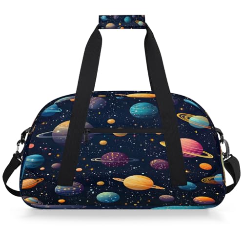 Mexpekil Mexpekil - Bolsa de viaje para gimnasio para niñas y niños, bolsa de mano impermeable para deportes, baile, escuela, Space Planet Cute