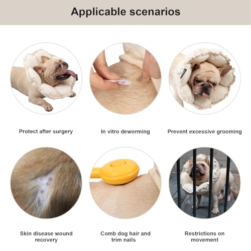 Image of H HIDREAM Dog Cone Collar Stress-Free Recovery Cone Alternative: Adjustable Depth & Diameter for Wide-Neck Dogs (Pugs, Bulldogs, Bullies) Egg White XL-B