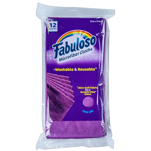 Image of Fabuloso Microfiber Cleaning Cloths, Purple, 13x13 in, 12 Count
