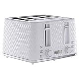 Daewoo SDA1864 Argyle Collection, Toaster 4 Slice With Defrost, Reheat And Browning Control To Use At Your Convenience, While The Removable Crumb Tray Makes Cleaning Quick, White - Image 1