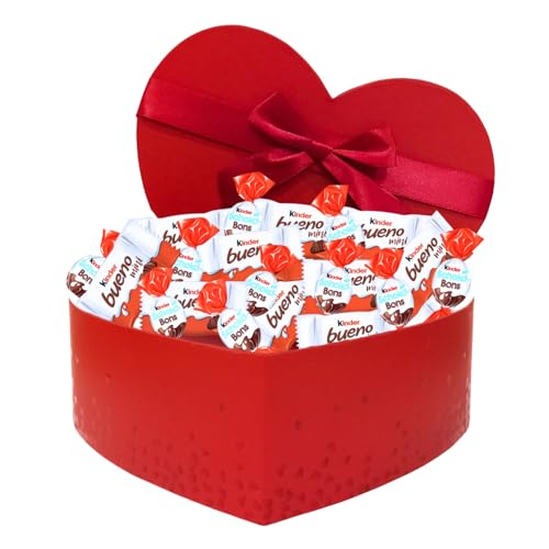 KINDER | Coffret Coeur Gourmand et son assortiment de Chocolats Schokobons et Mini-Bueno | Boîte Prête à Offrir pour LA SAINT VALENTIN
