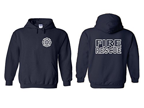 FAIR GAME Fire Rescue Firefighter Duty F&B Hooded Sweatshirt-Navy Blue- XL