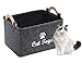 Geyecete - Cestas de Almacenamiento para Juguetes de Gato con Mango de Madera, Fieltro Caja de Almacenaje para Juguetes para Gatos e Accesorios para mascota-38x25x18cm-Gris