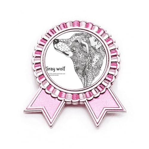 Broche Art Déco rose Grey Wolf Friend Company badge mode métal taille M