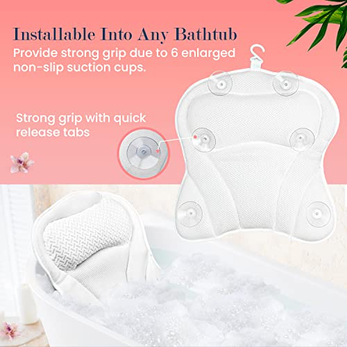 Luxury Bath Pillows For Tub Neck And Back Support, Ergonomic Bathtub Pillow With 6 Non-Slip Suction Cups, Ultra-Soft 4D Air Mesh Design Tub Pillow For Bath Fits All Bathtubs #TOP4