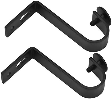 Bezavea Curtain Pole Brackets 4pcs 18-22mm Strong Curtain Rod Brackets Holders Heavy Duty Rust Resistant Curtain Rail Brackets Curtain Pole Hooks Wall Rod Support Pipe Holder with 4pcs Screws, Black