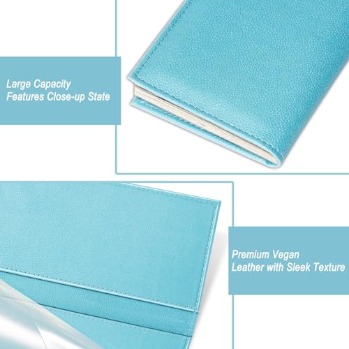 LLi Cufite Leather Checkbook Cover for Top & Side Tear Registers Duplicate Checks with Plastic Insert Flap Pen Holder Slim Wallet Card Holder for Men Women