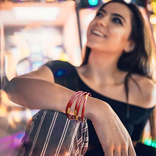 Hiixhc Glitter Jelly Bangle Bracelets Set For Women Girls,Stacking Silicone Bracelets Preppy Jewelry For Women Girls Birthday,Mother's Day,Valentine's Day,Christmas Gift #TOP2