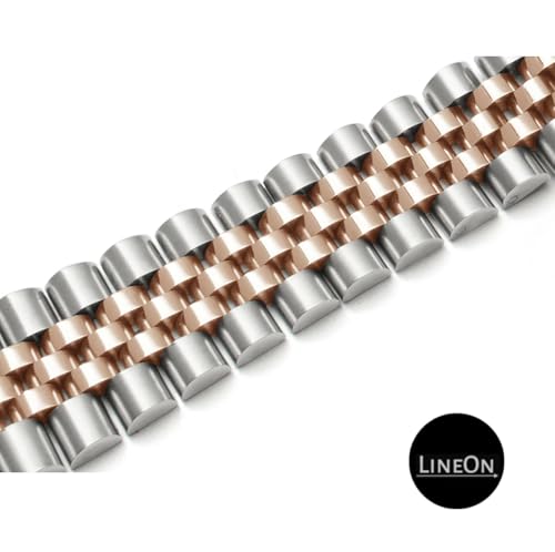 Image of Stainless Steel Jubilee Watch Metal Strap Chain Replacement Bracelet with Butterfly Push Button Clasp, Adjustable Links, Premium Finish, Permanent Polish For Premium Watches ( Adjustable Tools and Pins Include )
