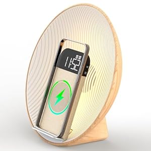 COLSUR Sunrise Alarm Clock Wake Up Light,Bluetooth Speaker,Wireless Charging,White Noise,Bedside Lamp,Bedroom,Snooze & Sleep Aid,Ideal for Gift