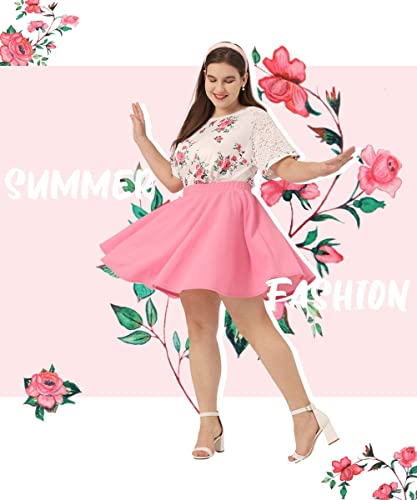 Image of CARCOS Plus Size Tops for Women Short Sleeve Raglan Striped Tee Color Block Crewneck /V Neck Tunic Loose Fit Summer XL-5XL