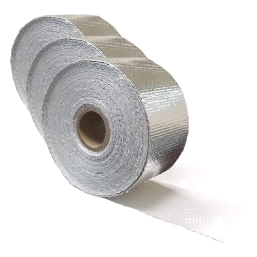Image of Newtex High Heat Resistant Tape - Extreme Temperature Aluminum Foil Z-Flex Tape - Pressure Sensitive Adhesive Ducting, Insulation, Reflective Heat Barrier Tape Roll (2 inch x 25') (Pack of 3)
