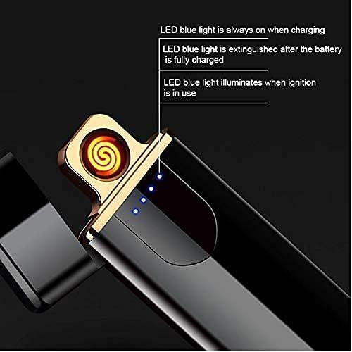 Image of Smart Touch Electric Lighter, USB Rechargeable, Black, Fingerprint Sensor, Battery Protection Chip, LED Power Indicator, Cigarette Lighters