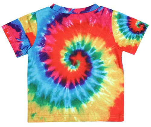 Toddler Boys T-Shirt Rainbow Colors Tie Dye Tee Short Sleeve Crew Neck Top Kids Party Shirts 3-4T #TOP1