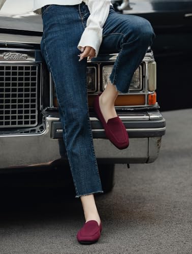 Womens Square Toe Flats Knit Dress Shoes Comfortable Women Shoes Slip On Shoes for Woman Soft Ballet Walking Flats Shoes