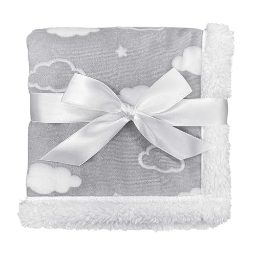 Image of American Baby Company Heavenly Soft Chenille Sherpa Security Blanket 14 inchx14 inch, Gray, Warm & Cozy for Baby Boys & Girls