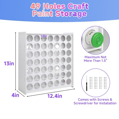 Image of 49 Holes Acrylic Paint Storage Organizer for 2 oz Craft Paints, Craft Paint Bottle Storage Rack Stand, Vertical Acrylic Paint Organizer Holder, Crafts Paint Storage Tower for Apple Barrel, Folkart