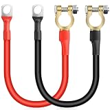 Behogan 2 cavi batteria da 50 cm, 16 mm²: cavo inverter batteria (max. 100 A) con morsetti per batteria, rosso + nero rame stagnato per applicazioni auto e marine