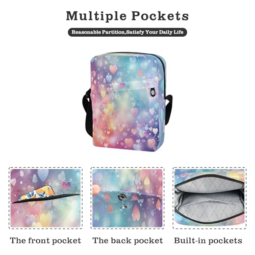 mens messenger bag crossbody men's shoulder bag Cross Body Purses Adjustable Strap for outdoor sports outdoor sports- Heart Bubble Dream Color2