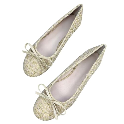 SAILING LU Women's Cute Bow-Knot Round Toe Ballet Flats Dressy Comfortable Flat Shoes Wedding Party Flats Elegant Slip On Loafers