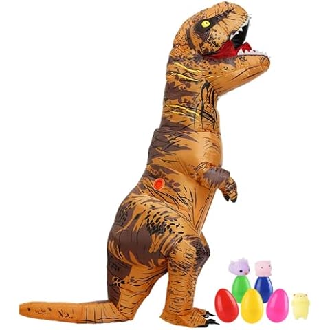 WeYingLe T-Rex Aufblasbares Kostüm, Halloween Dino Kostüm Kinder für Cosplay Party, Halloween Aufblasbar Dinosaurier Kostüm Cover